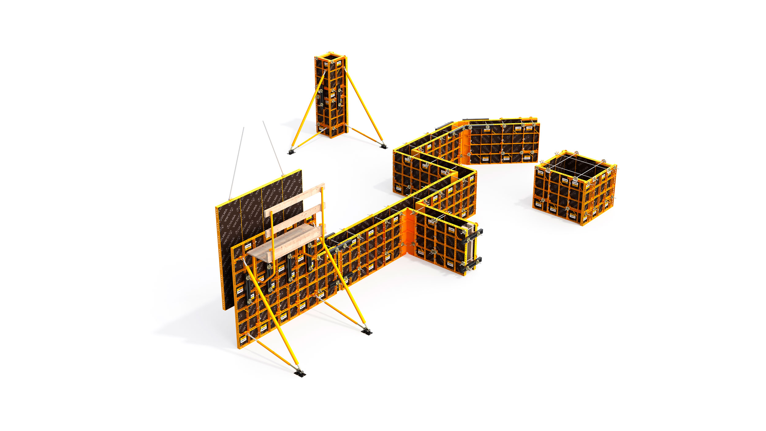Utmost flexible, light, crane-independent formwork. Ideal for walls, columns, beam sides and foundation construction.